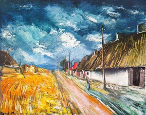 Thatched Cottages At The Roadside — Maurice De Vlaminck