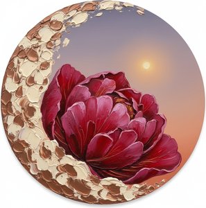 A Monumental Crimson Bloom Within The Gilded Embrace Of Sculptural Light — Laurent Fontaine