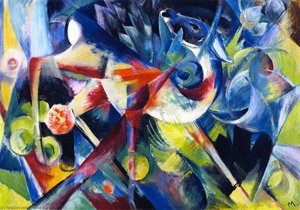 Cervo In Un Giardino Di Fiori (noto Anche Come Cervo In Un Giardino) — Franz Marc, Expressionism