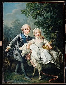Charles Philippe De France, Comte D'artois, Et Sa Soeur Madame Clothilde — François Hubert Drouais, École Française