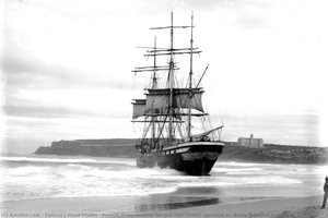 French three-masted barque VINCENNES aground on Manly Beach in Sydney