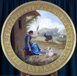 Medallion From The Salon Doré In Malmaison. Myrtale Breeding Daphnis — Étienne-jean Delécluze