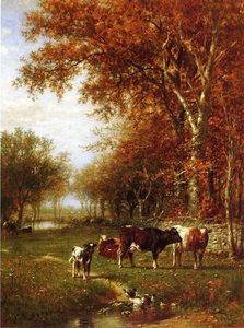 Cows Before A Watering Hole — James Mcdougal Hart