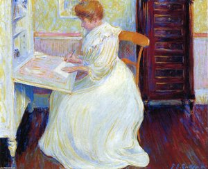 Martha At Her Desk — Theodore Earl Butler