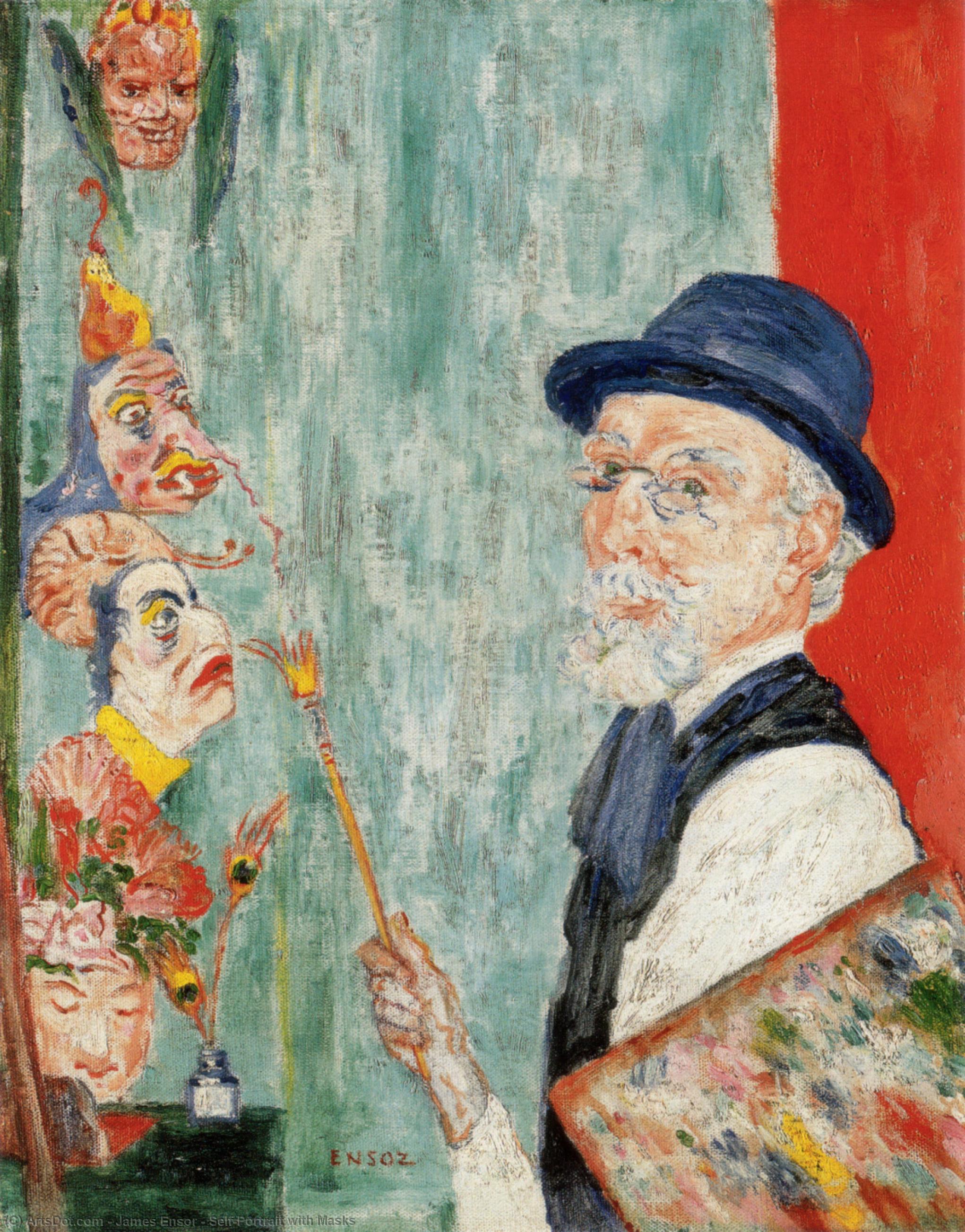Selbstporträt Mit Masken — James Ensor