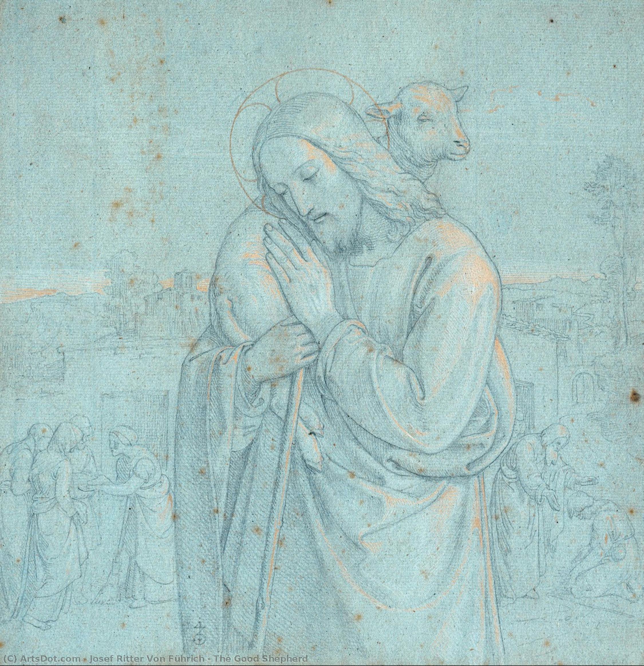 The Good Shepherd — Josef Ritter Von Führich, Acrylic On Canvas, Nazarene Religious Painting