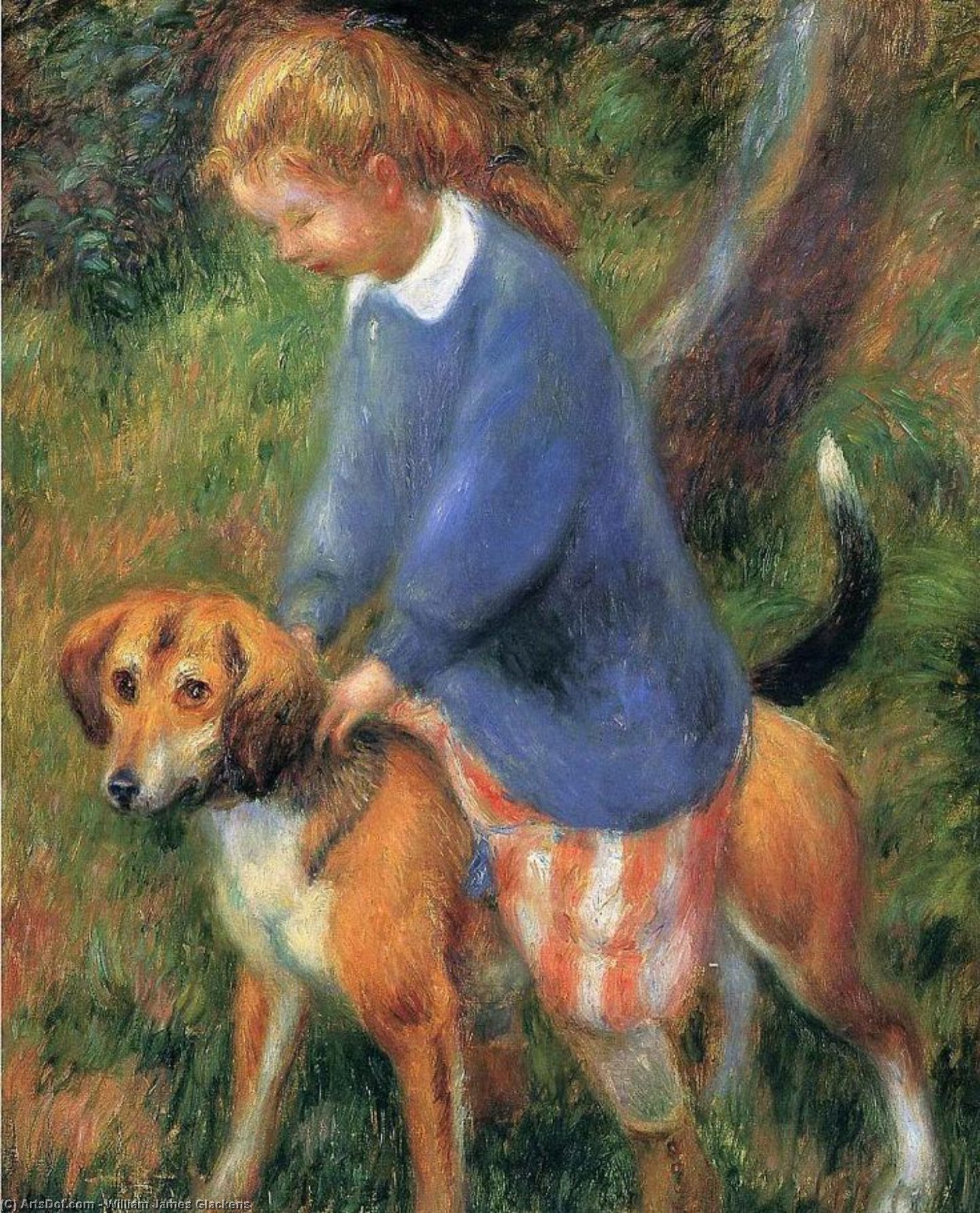 Lenna With Rabbit Hound — ويليام جيمس غلاكنز, Oil On Canvas, Ashcan School