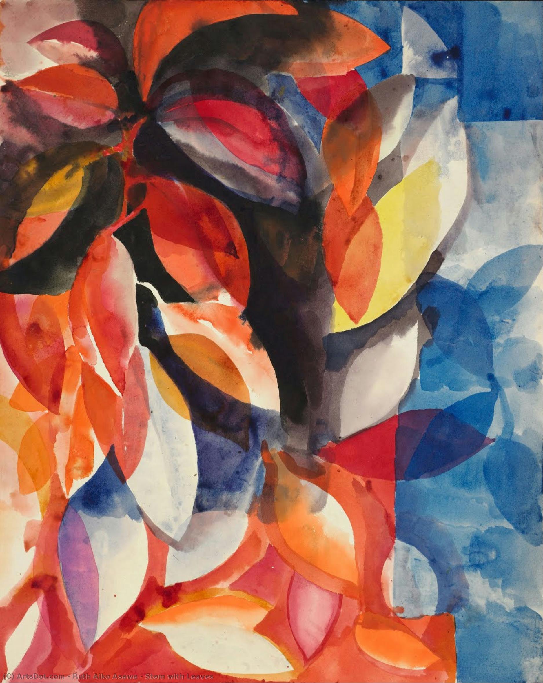 Stem With Leaves — Рут Айко Асава, Watercolor, Abstract Expressionism
