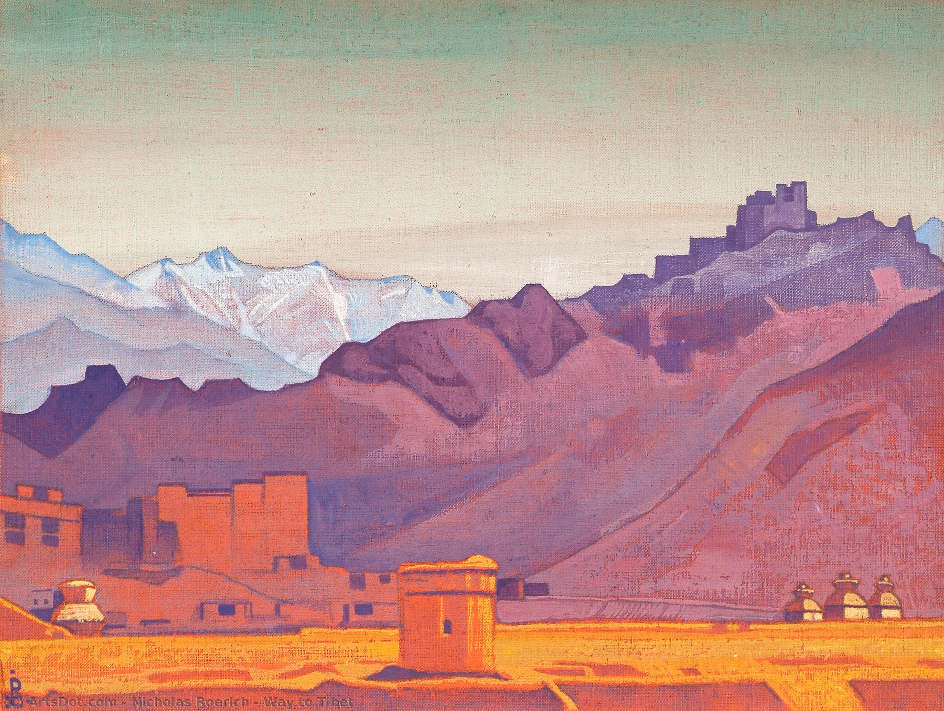 Way To Tibet — Nikolaj Rerich, Acrylic On Canvas, Symbolist Landscape