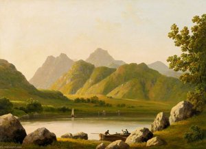 Scene In The Lake District (probably The Langdale Pikes From Blea Tarn) — George Frederick Buchanan