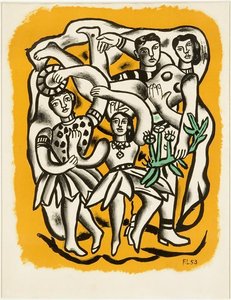 Die Tänzer (gelber Hintergrund) — Fernand Léger